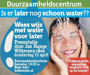 DCDeventer Banner presentatie wees wijs met water voor later 25 april