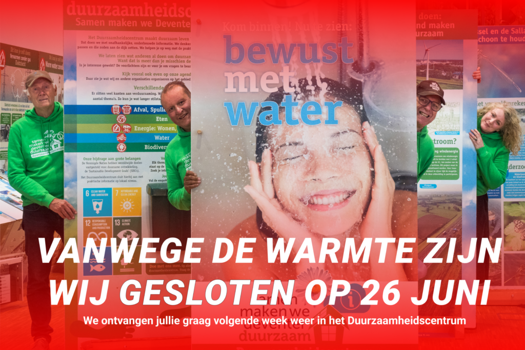 DC gesloten banner ivm hitte code rood 26 juni 2026