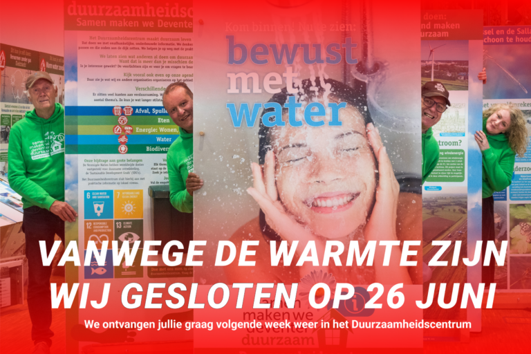 DC gesloten banner ivm hitte code rood 26 juni 2026
